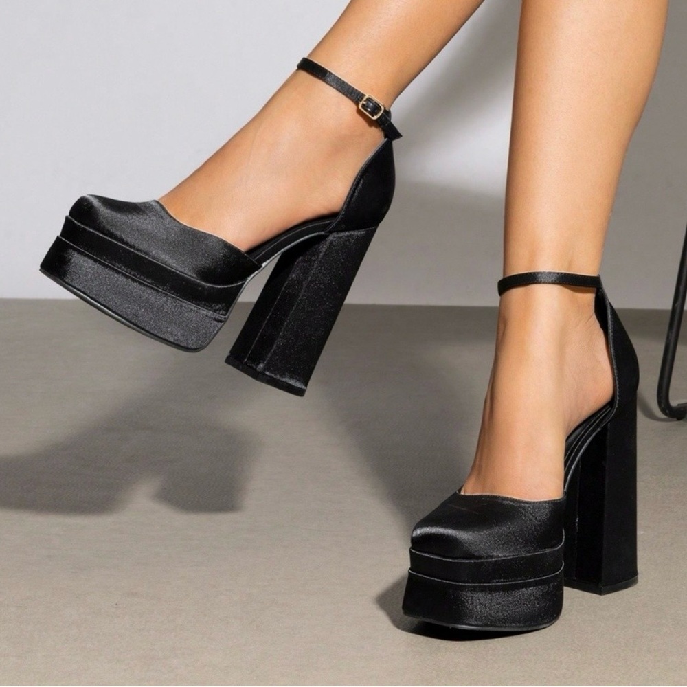Chunki Platform Ankle-Strap Heels Jn Black View 2
